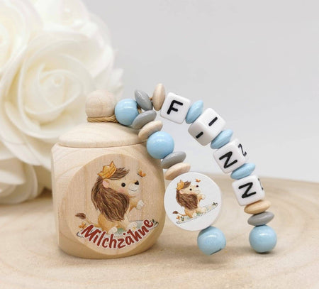 Milchzahndose Löwe Jungen personalisierte Zahndose mit Namen - CreativMade