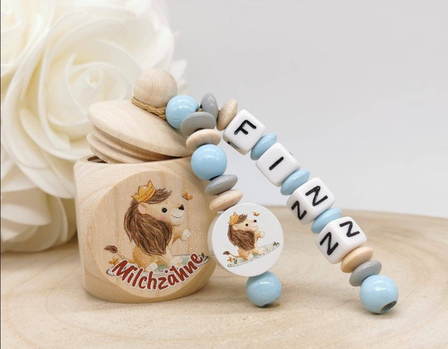 Milchzahndose Löwe Jungen personalisierte Zahndose mit Namen - CreativMade