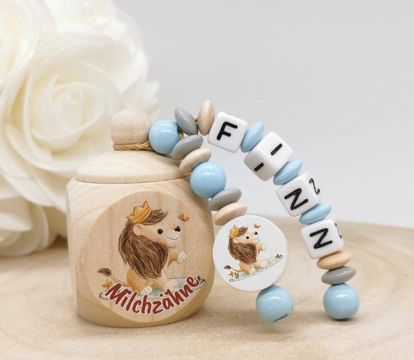 Milchzahndose Löwe Jungen personalisierte Zahndose mit Namen - CreativMade