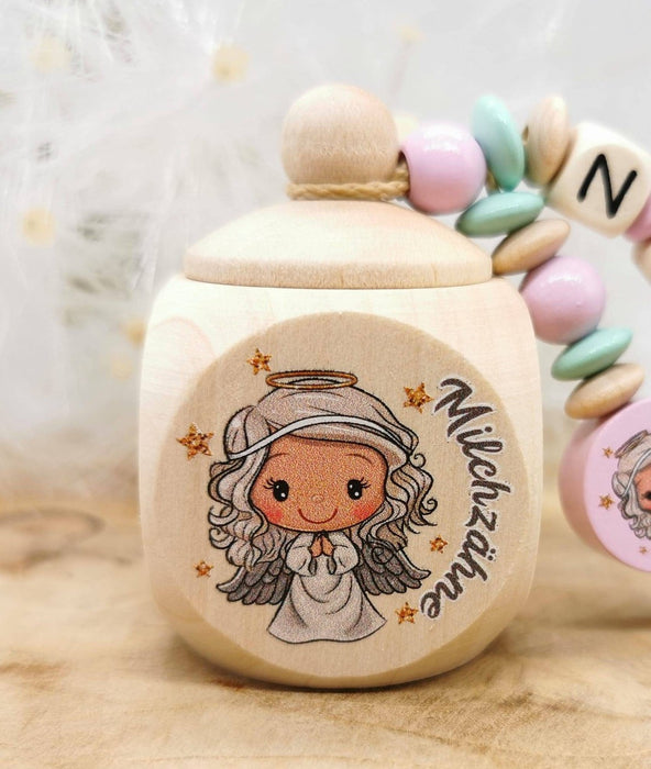 Milchzahndose Engel Mädchen personalisierte Zahndose mit Namen - CreativMade