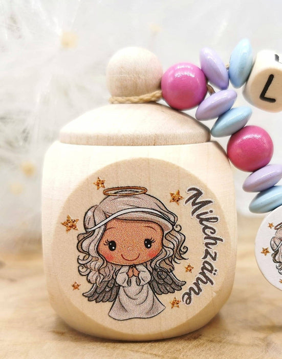 Milchzahndose Engel Mädchen personalisierte Zahndose mit Namen - CreativMade