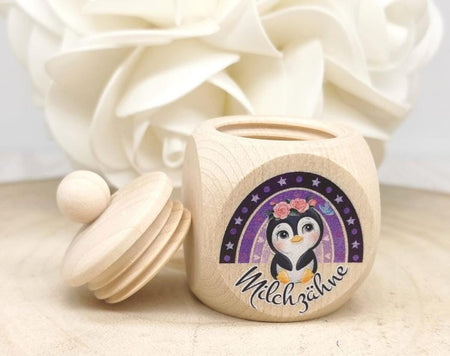Milchzahndose Pinguin Mädchen personalisierte Zahndose mit Namen - CreativMade