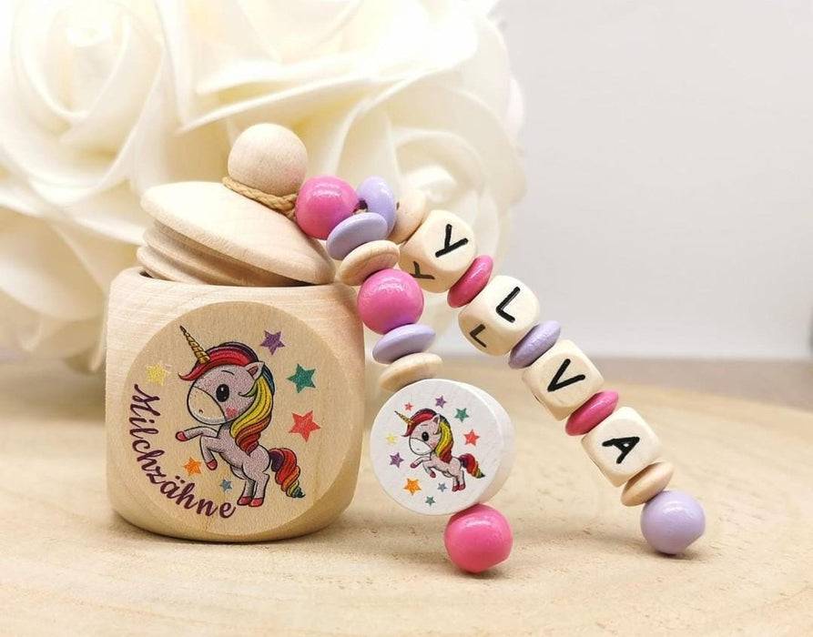 Milchzahndose Einhorn Mädchen personalisierte Zahndose mit Namen - CreativMade