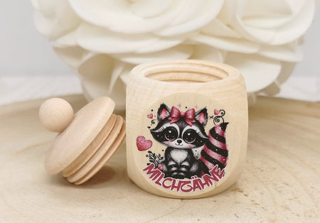 Milchzahndose Waschbär Mädchen personalisierte Zahndose mit Namen - CreativMade