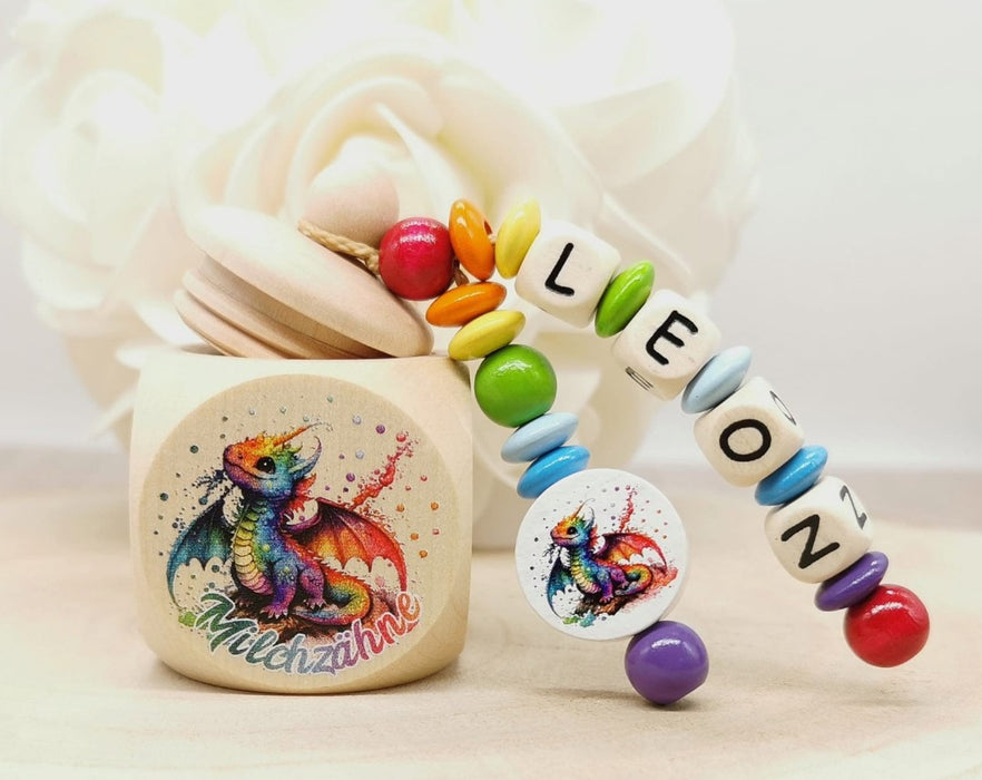 Milchzahndose Drache Jungen personalisierte Zahndose mit Namen - CreativMade