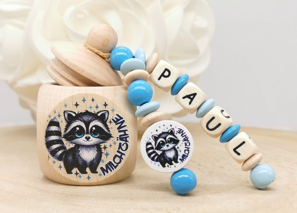 Milchzahndose Waschbär Jungen personalisierte Zahndose mit Namen - CreativMade