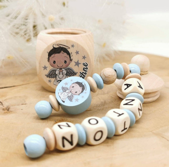 Milchzahndose Engel Jungen personalisierte Zahndose mit Namen - CreativMade