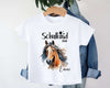 Einschulungsshirt mit Namen personalisiert Pferd Aquarell Mädchen T-Shirt Einschulung | CreativMade .