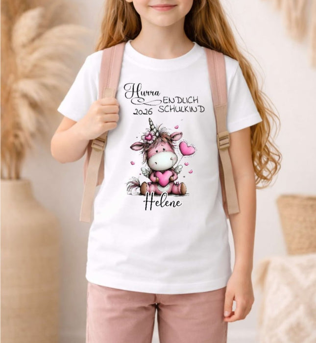 Einschulungsshirt mit Namen personalisiert Einhorn Mädchen T-Shirt Einschulung | CreativMade .