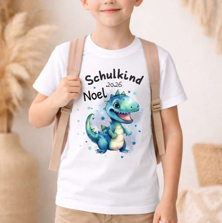 Einschulungsshirt mit Namen personalisiert Drache Jungen T-Shirt Einschulung - CreativMade