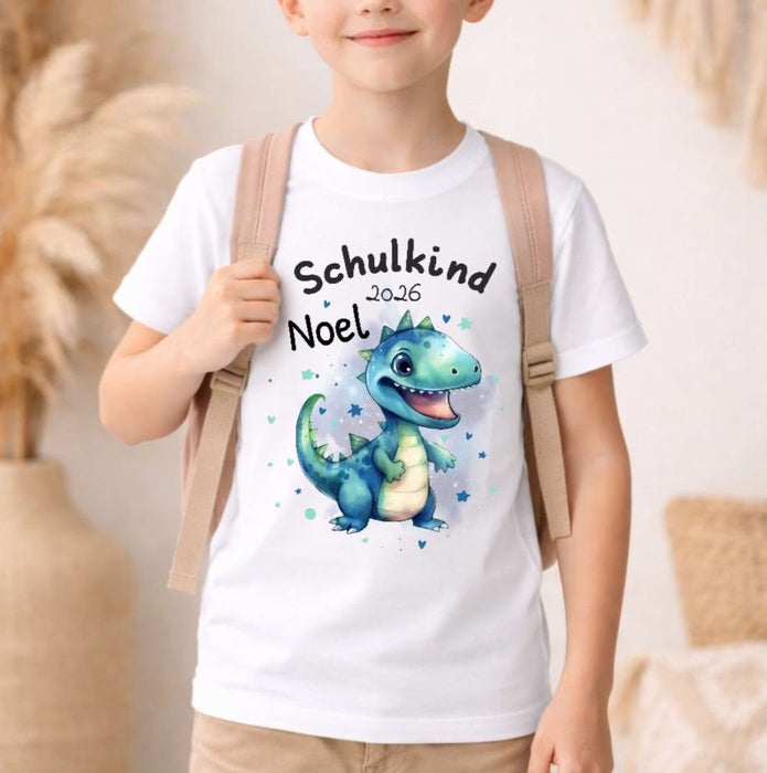 Einschulungsshirt mit Namen personalisiert Drache Jungen T-Shirt Einschulung | CreativMade .