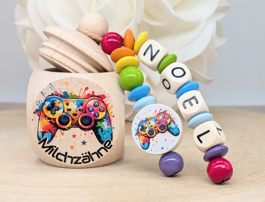 Milchzahndose personalisiert mit Namen Controller Jungen Zahndose mit Namen - CreativMade
