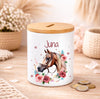 Kinder Spardose mit Name Pferdekopf – Personalisierte Spardose für Kinder Keramik mit Bambusdeckel für Mädchen | CreativMade .