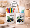 Kinder Spardose mit Name Traktor – Personalisierte Spardose für Kinder Keramik mit Bambusdeckel für Jungen | CreativMade .