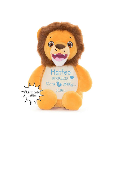 Löwe personalisiert mit Name Kuscheltier Junge Stofftier Geschenk Geburt Baby Plüschtier - CreativMade 