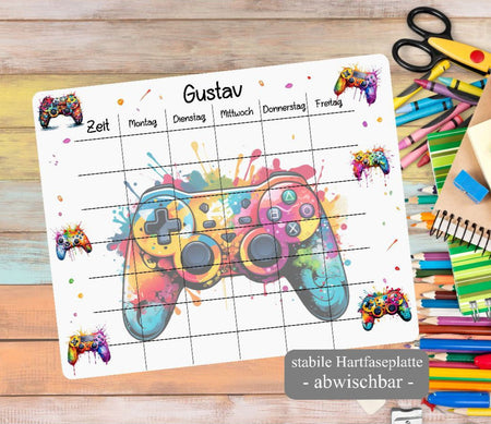 Personalisierter Stundenplan mit Name Controller Jungen abwischbar Einschulung - CreativMade