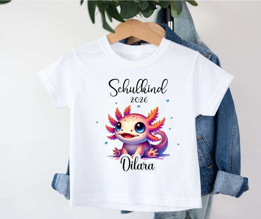 Einschulungsshirt mit Namen Axolotl personalisiert Mädchen T-Shirt Einschulung | CreativMade .