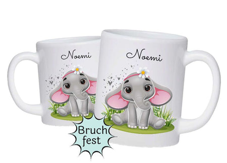 Kindertasse Tasse Elefant personalisiert mit Name Kunststoff Lerntasse bruchsicher Namenstasse - CreativMade 