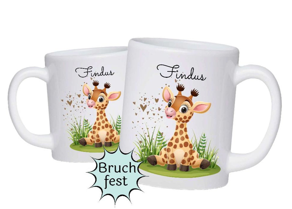 Kindertasse Tasse Giraffe personalisiert mit Name Junge Kunststoff Lerntasse bruchsicher Namenstasse - CreativMade 