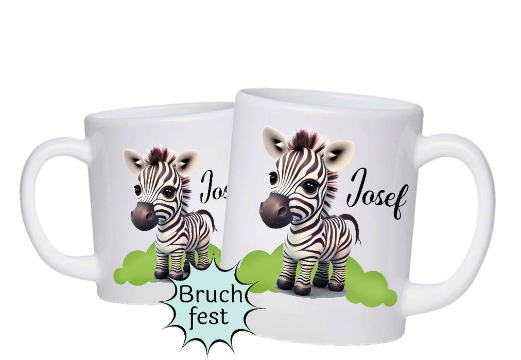 Kindertasse Tasse Zebra personalisiert mit Name Junge Kunststoff Lerntasse bruchsicher Namenstasse - CreativMade 