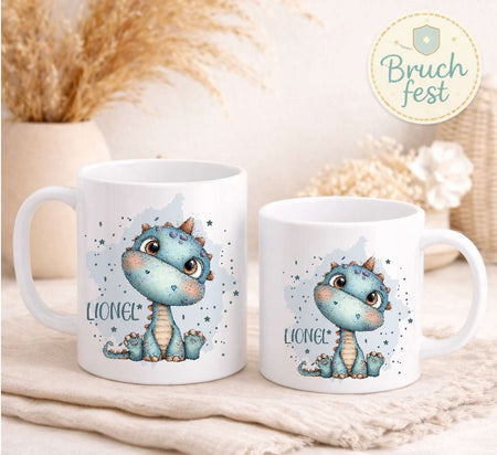 Kindertasse personalisiert mit Namen | Dinosaurier Jungen | Kunststoffbecher für Kindergarten, Kita & Schule - CreativMade