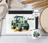 Kinder Tischset personalisiert mit Namen Traktor - abwischbar und rutschfest Platzdeckchen Platzset Tischunterlage - personalisierte Tasse Emaille & Keramik - CreativMade 