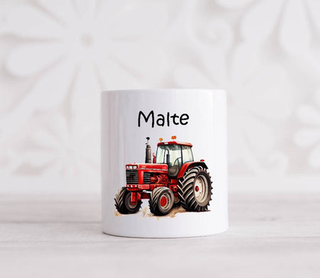 Kinder Spardose personalisiert mit Name Traktor Junge Keramik - CreativMade 
