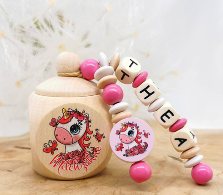 Milchzahndose Baby Einhorn Mädchen personalisierte Zahndose mit Namen - CreativMade