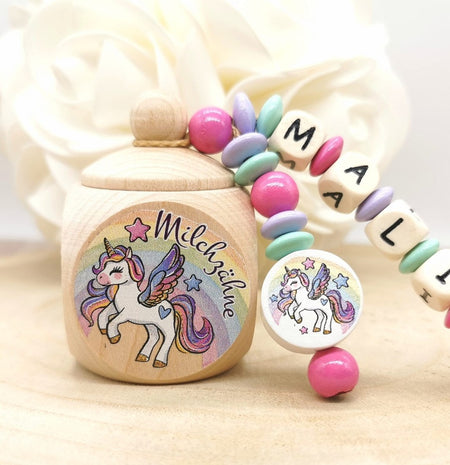Milchzahndose Einhorn Mädchen personalisierte Zahndose mit Namen - CreativMade