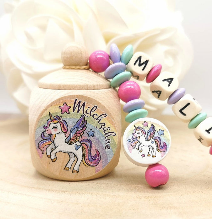 Milchzahndose Einhorn Mädchen personalisierte Zahndose mit Namen - CreativMade
