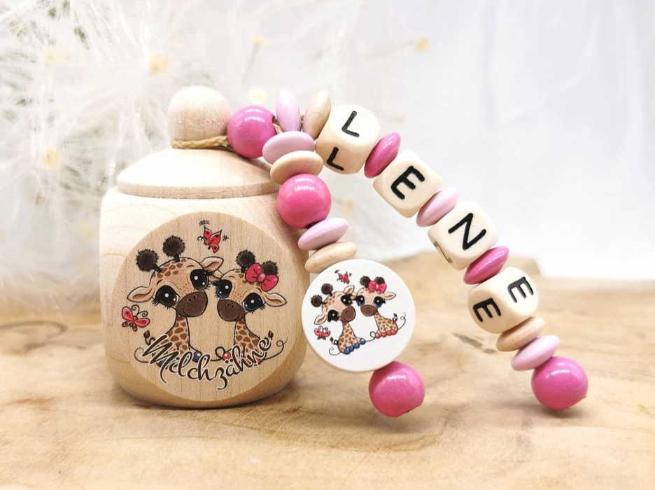 Milchzahndose Giraffe Mädchen personalisierte Zahndose mit Namen | CreativMade .