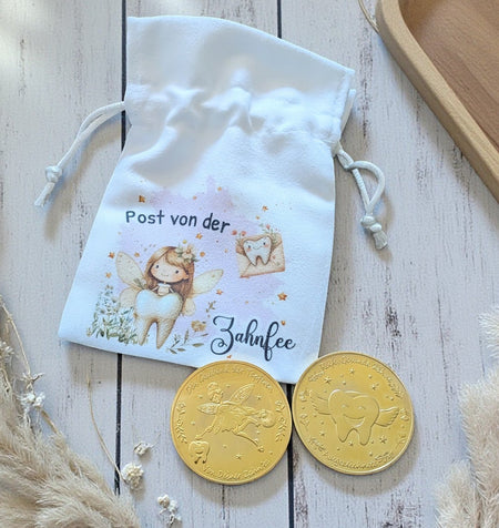 Brief von der Zahnfee Post Urkunde Mädchen Junge erster Wackelzahn Taler Zahnfee Münze Zertifikat Zahnlücke Geschenkidee - CreativMade
