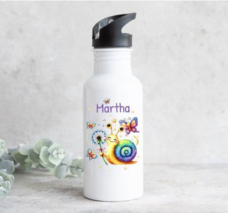 Set Brotdose und Trinkflasche personalisiert mit Namen Schnecke Edelstahl 500ml Lunchbox Mädchen - CreativMade