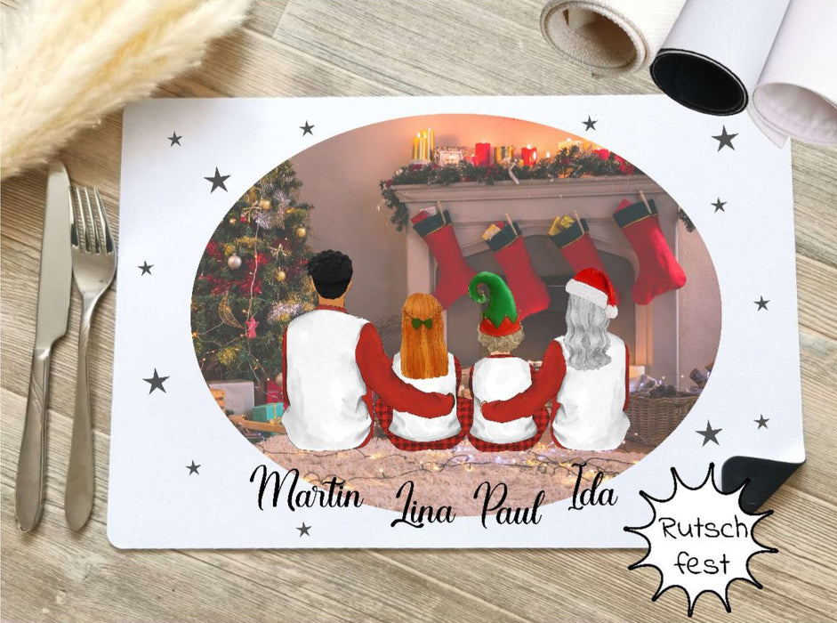 Tischset Weihnachten personalisiert mit Namen Familie Kinder Textil - CreativMade 