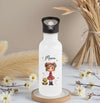 Personalisierte Trinkflasche Kinder Mädchen -  Edelstahl Trinkflasche mit Name - Strohhalm Geschenk Einschulung Geburtstag - CreativMade 