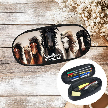 Federmäppchen Kinder mit Namen Pferd – personalisiertes Stifteetui/Stiftebox Schule Geschenk Einschulung - CreativMade