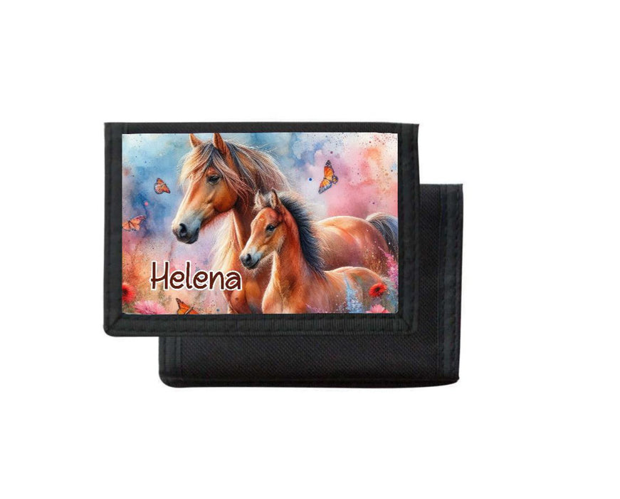 Kinder Geldbeutel personalisiert Pferd – Geldbörse mit Namen Klettverschluss Porte­mon­naie - CreativMade