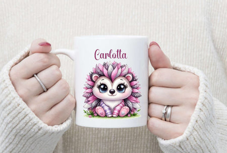 Personalisierte Tasse Igel Kindertasse mit Name Mädchen Emaille Keramik Namenstasse - CreativMade