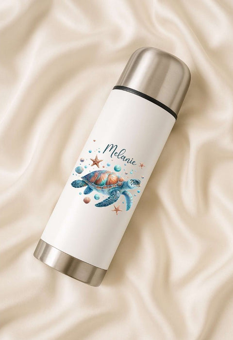 Thermoskanne personalisiert mit Namen Schildkröte Edelstahl Isolierflasche Thermoflasche Geschenkidee - CreativMade 