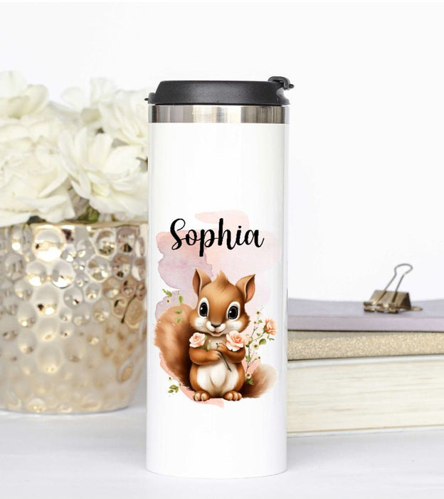 Thermobecher personlisiert mit Namen Eichhörnchen Mädchen to go Becher– CreativMade