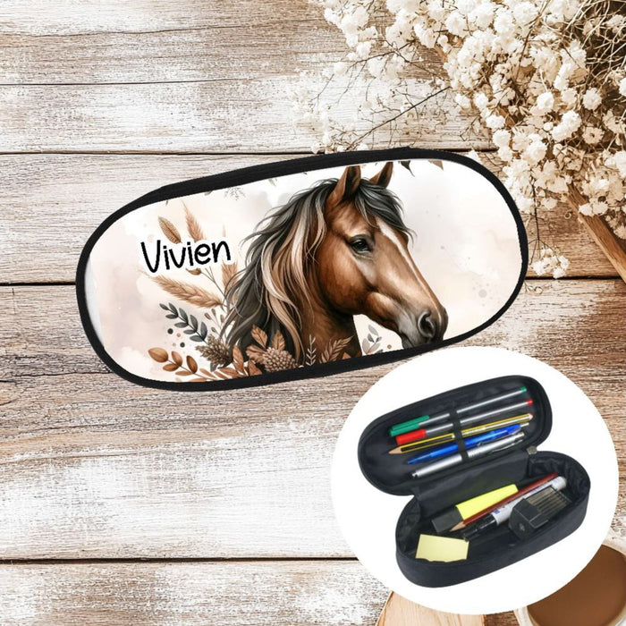 Federmäppchen Kinder mit Namen Pferd – personalisiertes Stifteetui/Stiftebox Schule Geschenk Einschulung - CreativMade