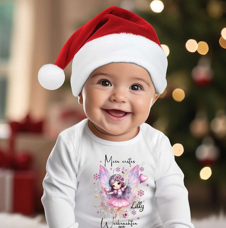 Mein erstes Weihnachten Baby-Body Ballerina – personalisiert Weihnachtsoutfit aus Baumwolle (0–18 Monate) Strampler - CreativMade 