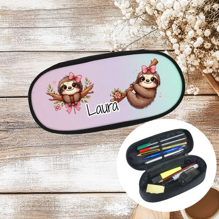 Federmäppchen Kinder mit Namen Faultier – personalisiertes Stifteetui/Stiftebox Schule Geschenk Einschulung - CreativMade