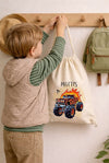 Kinder Turnbeutel mit Namen personalisiert – Monstertruck Sportbeutel für Kindergarten, Schule und Schwimmen - CreativMade 