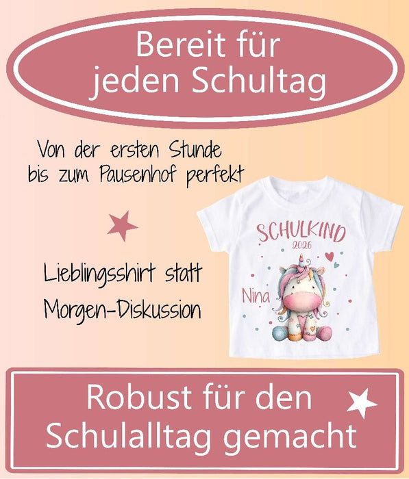 Einschulungs T-Shirt Mädchen mit Name – Schulkind Einhorn personalisiert | CreativMade .