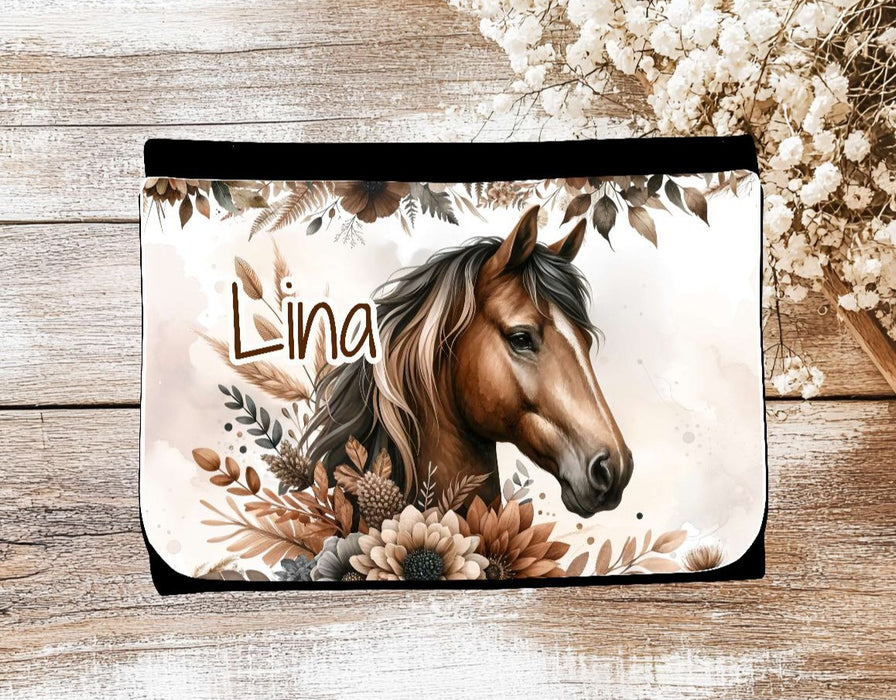 Kinder Geldbeutel personalisiert Pferd – Geldbörse mit Namen Klettverschluss oder Reißverschluss Porte­mon­naie - CreativMade
