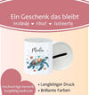 Personalisierte Kinderspardose mit Namen Schildkröte - Keramik Spardose zur Einschulung, Geburt oder Taufe - CreativMade