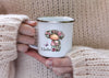 Kindertasse personalisiert mit Namen Igel Mädchen Emaille Keramik Kunststoff Geschenk - CreativMade 