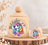 Milchzahndose Einhorn bunt Holz mit Motivscheibe | DIY & Kreativbedarf 6 x 4cm Zahndose | CreativMade .