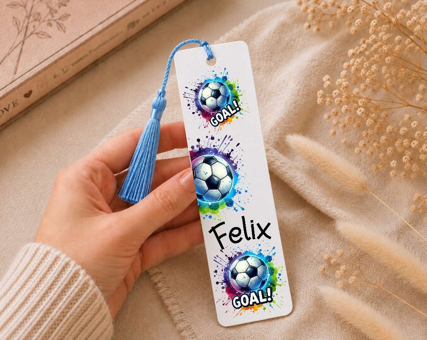 Personalisiertes Lesezeichen Fußball mit Namen – Geschenk zur Einschulung für Jungen